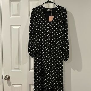 NWT LeRumi Polka Dot Long Sleeve Jumpsuit